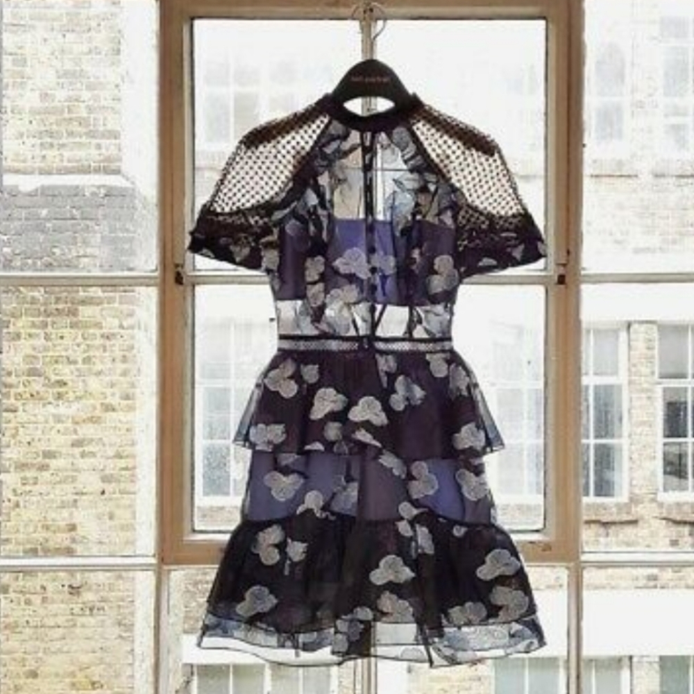 SELF PORTRAIT RUFFLE FIL COUPE MINI DRESS ,US2